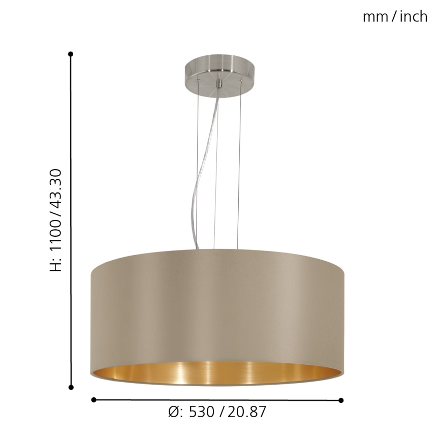 Eglo - Suspension filaire 3xE27/60W/230V