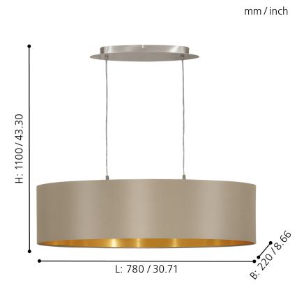 Eglo - Suspension filaire 2xE27/60W/230V