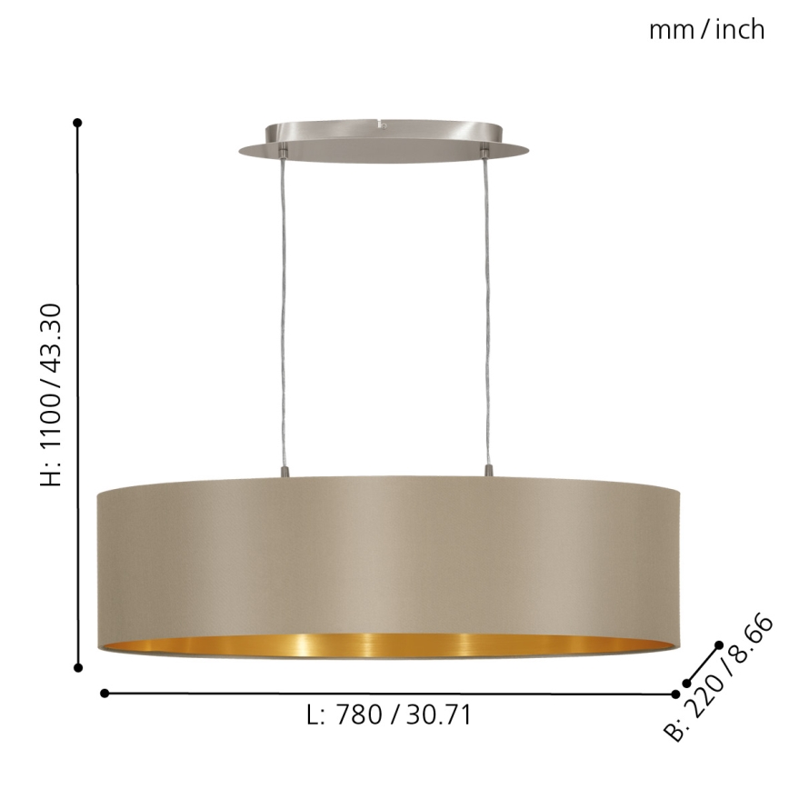 Eglo - Suspension filaire 2xE27/60W/230V
