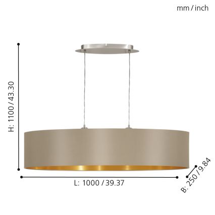 Eglo - Hanglamp aan koord 2xE27/60W/230V