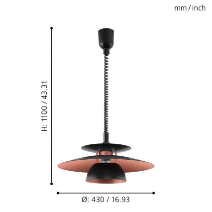Eglo - Hanglamp met trekpendel 1xE27/60W/230V