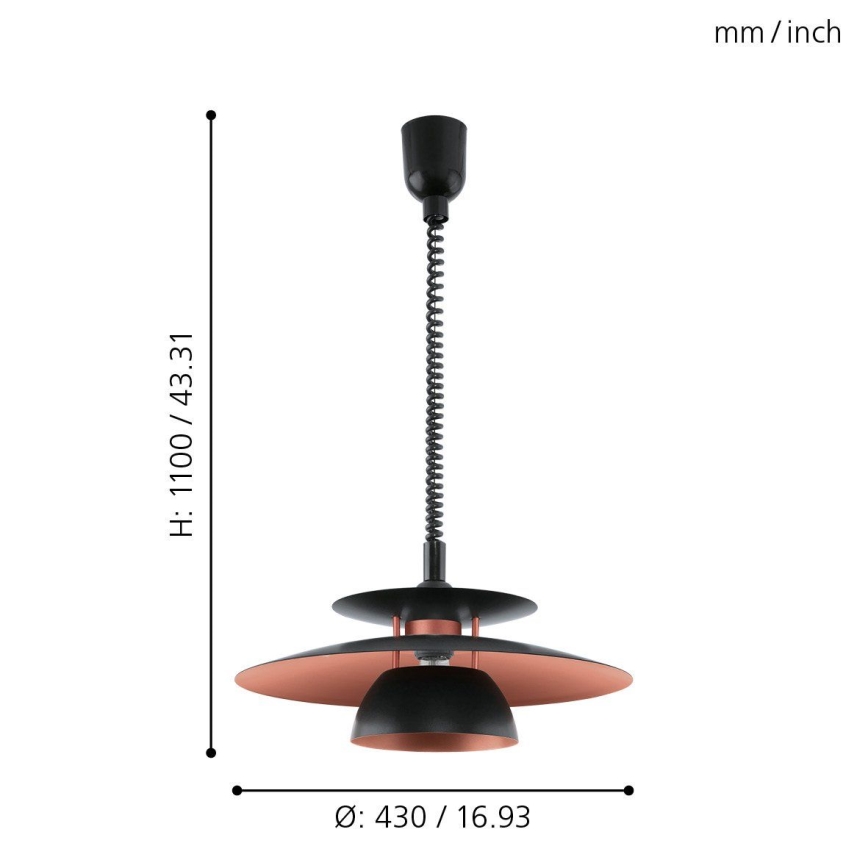 Eglo - Hanglamp met trekpendel 1xE27/60W/230V