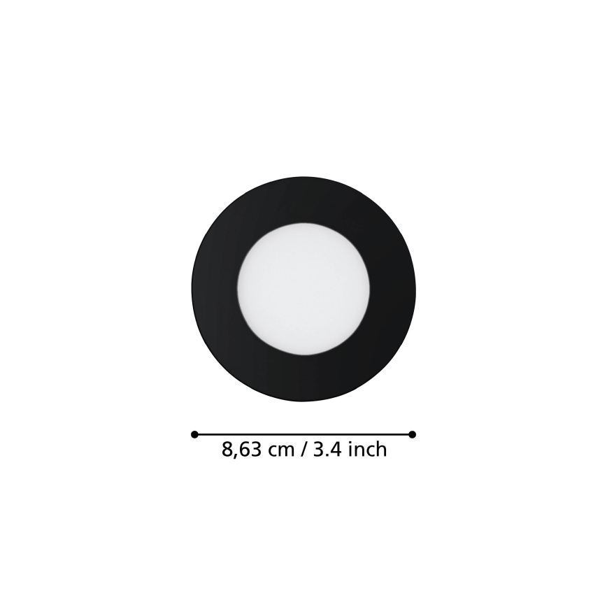 Eglo 31743 - Lot de 3 spots encastrés LED dimmables pour salle de bains FUEVA-Z LED/2,8W/230V 2700-6500 K IP44 noir Ø 8,5 cm