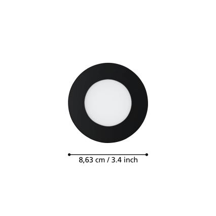 Eglo 31743 - LOT 3x Spot encastrable de salle de bain à intensité variable FUEVA-Z 1xLED/2,8W/230V 2700-6500 IP44 noir