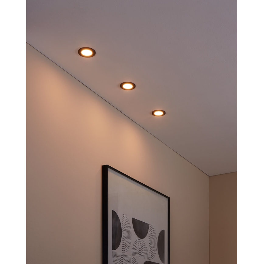 Eglo 31743 - SET 3x dimbare LED-inbouwspots voor badkamer FUEVA-Z 1xLED/2,8W/230V 2700-6500 IP44 zwart Ø 8,5 cm