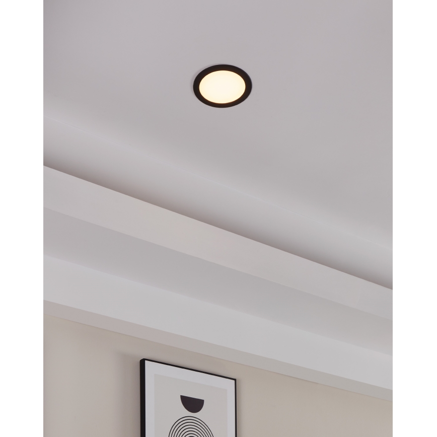 Eglo 31744 - Plafonnier encastré LED dimmable pour salle de bains FUEVA-Z LED/10,5W/230V 2700-6500K IP44 noir Ø 16,5 cm