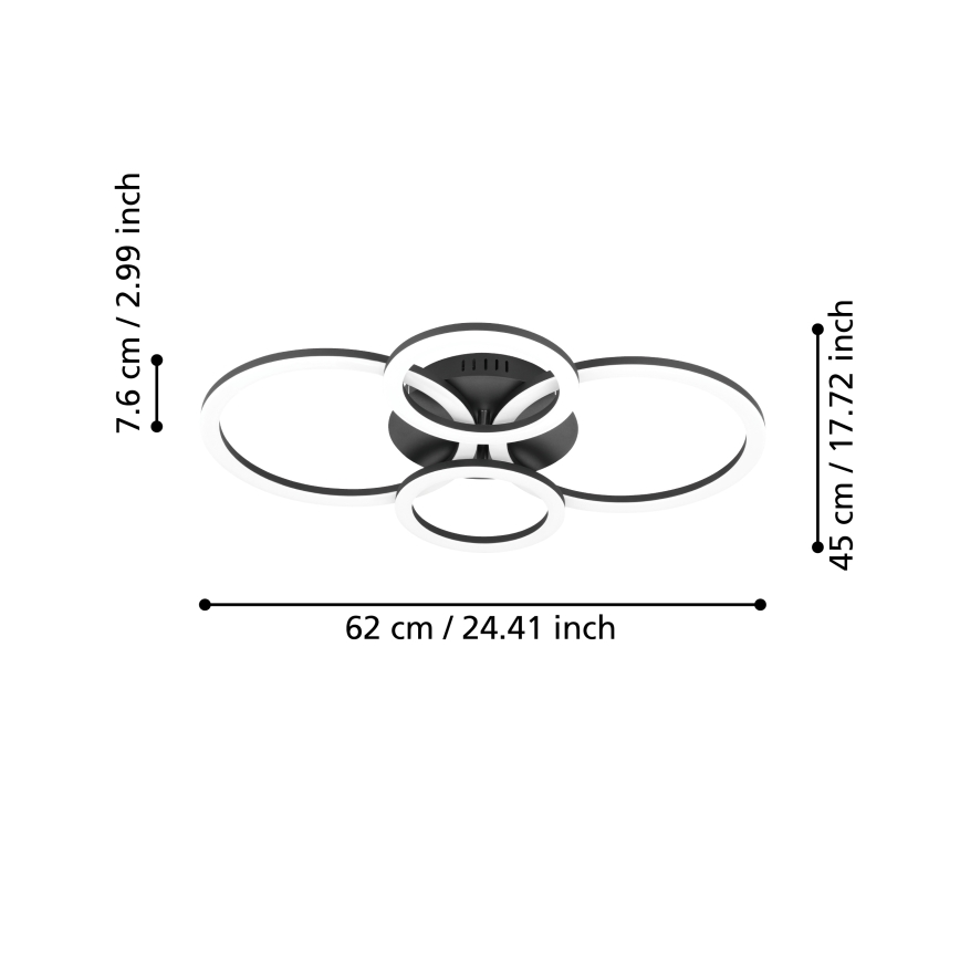 Eglo 31769 - Dimbare LED plafondlamp PARRAPOS-Z LED/41W/230V 3000-6500K zwart