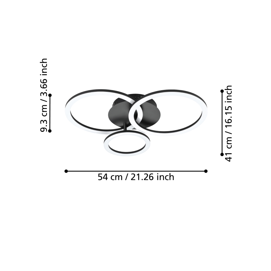 Eglo 31771 - Plafonnier à intensité variable PARRAPOS-Z LED/33W/230V 3000-6500K noir