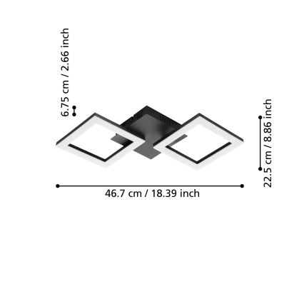 Eglo 31773 - Dimbare LED Plafondlamp PARANDAY-Z LED/15,5W/230V 3000-6500K zwart