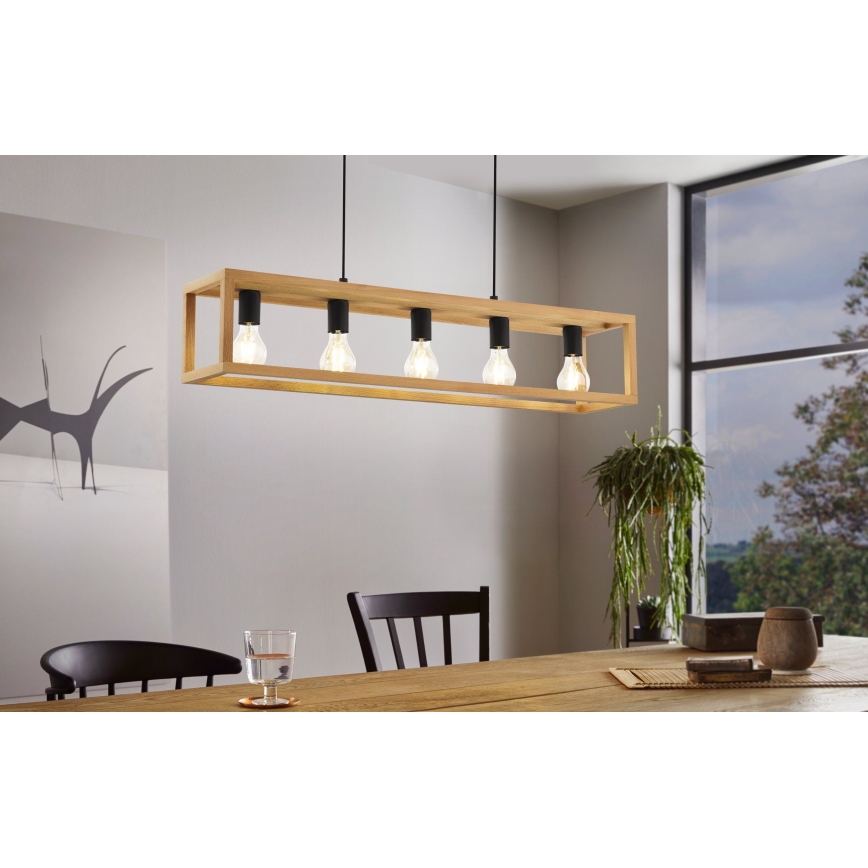 Eglo 32143 - Hanglamp met kabel BLACKCROWN 5xE27/40W/230V bruin