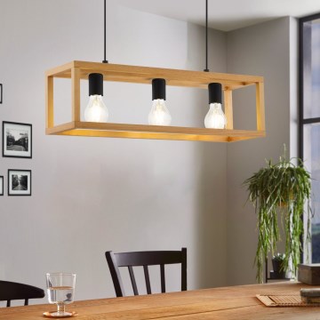 Eglo 32144 - Suspension sur câble BLACKCROWN 3xE27/40W/230V brun