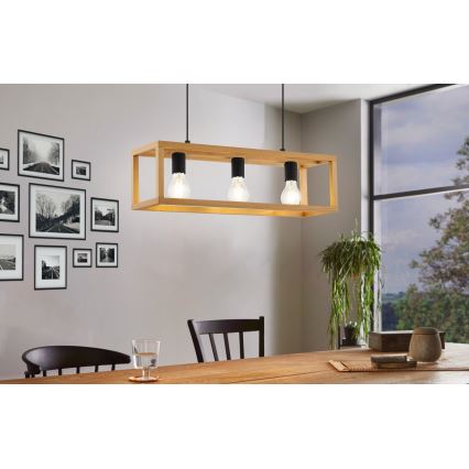 Eglo 32144 - Suspension sur câble BLACKCROWN 3xE27/40W/230V brun