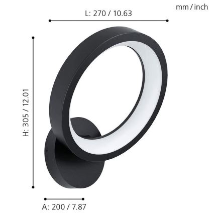 Eglo 32325 - LED RGBW Dimbare wandlamp MARGHERA-C LED/16W/230V 2700-6500K zwart