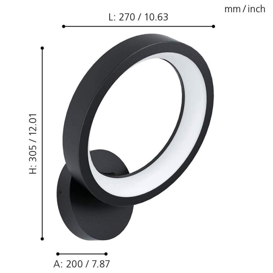 Eglo 32325 - LED RGBW Dimbare wandlamp MARGHERA-C LED/16W/230V 2700-6500K zwart