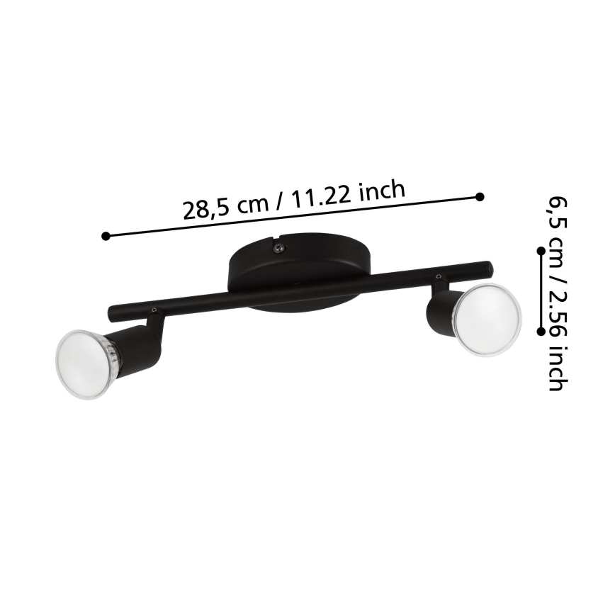 Eglo - Spot LED 2xGU10/2,8W/230V 3000K noir