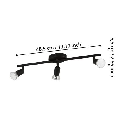 Eglo - Spot LED 3xGU10/2,8W/230V 3000K noir