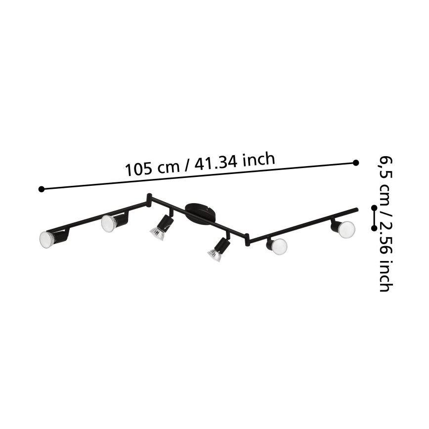 Eglo - LED Spot 6xGU10/2,8W/230V 3000K zwart