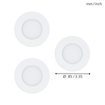 Eglo - LOT DE 3 spots encastrables LED RGB dimmables FUEVA-C LED/3W/230V Ø 8,5 cm