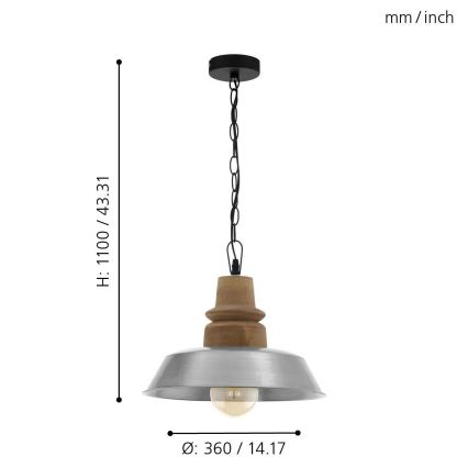 Eglo 33024 - Hanglamp aan ketting RIDDLECOMBE 1xE27/60W/230V