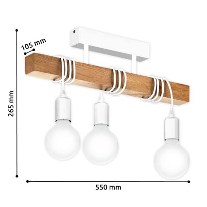 Eglo - Plafondlamp 3xE27/60W/230V