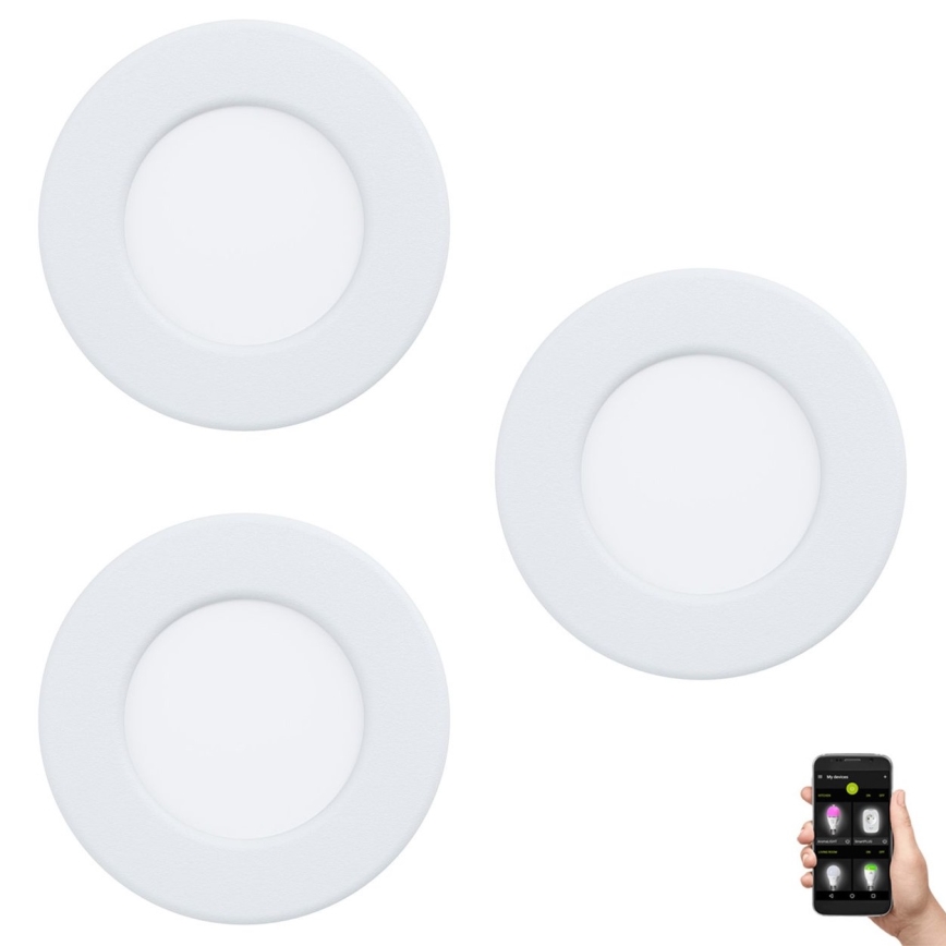 Eglo 33217 - SET van 3 dimbare RGBW LED-inbouwspots FUEVA LED/3W/230V Ø 8,5 cm