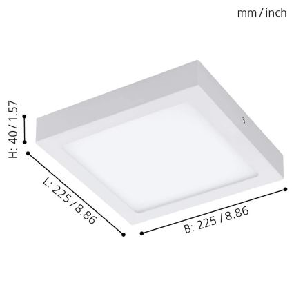 Eglo 33316 - LED RGBW dimbare plafondlamp FUEVA-C LED/15,6W/230V 2700-6500K 22,5x22,5 cm wit
