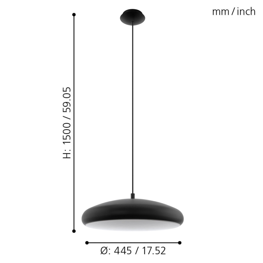 Eglo 33328 - Suspension filaire RGBW à intensité variable RIODEVA-C LED/27W/230V 2700-6500K noir