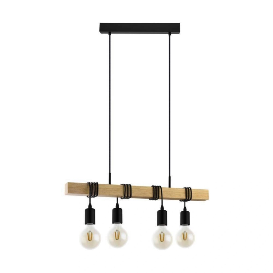 Eglo 33378 - LED Hanglamp aan een koord TOWNSHEND 4xE27/4W/230V 2200K beige/zwart