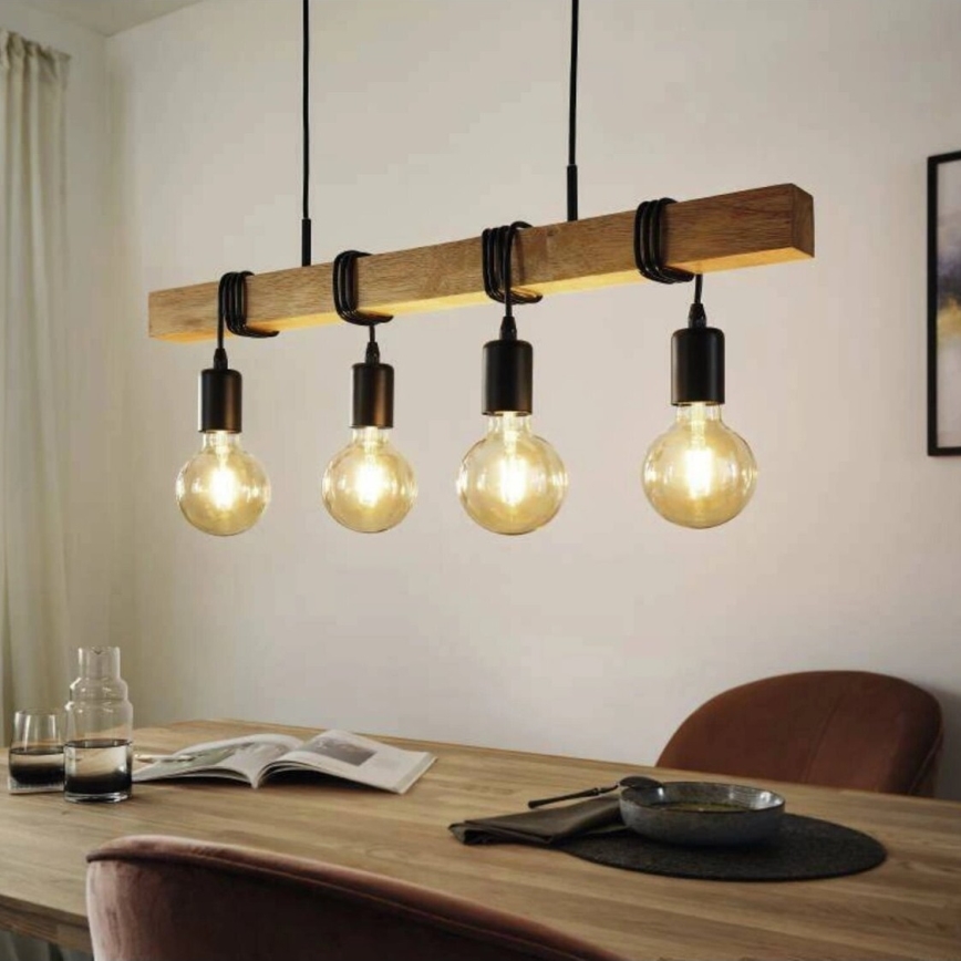 Eglo 33378 - Suspension filaire LED TOWNSHEND 4xE27/4W/230V 2200K beige/noir