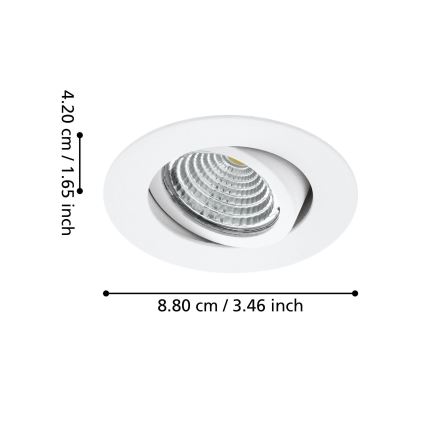 Eglo - LOT 3xLED Spot à intensité variable 3xLED/6W/230V blanc