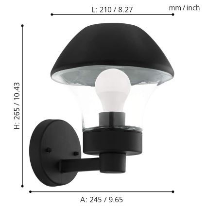 Eglo 33567 - dimbare LED-buitenwandlamp VERLUCCA-C 1xE27/9W/230V IP44