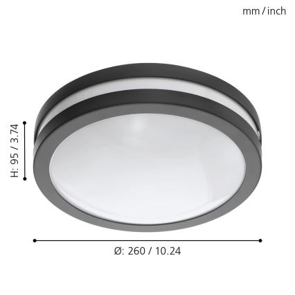 Eglo 33571 - Dimbare LED-plafondlamp voor de badkamer LOCANA-C LED/14W/230V IP44 antraciet