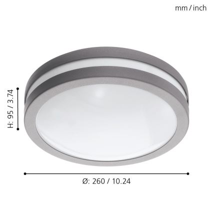Eglo 33572 - dimbare LED-plafondlamp voor de badkamer LOCANA-C LED/14W/230V IP44 zilver