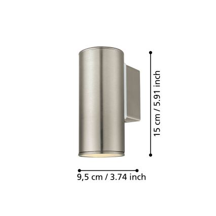 Eglo 33581 - Applique murale d'extérieur LED RGBW dimmable RIGA 1xGU10/5W/230V 2700-6500K IP44 chrome mat