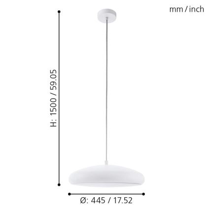 Eglo 33765 - LED RGBW Dimbare hanglamp aan een koord RIODEVA-C LED/27W/230V 2700-6500K wit