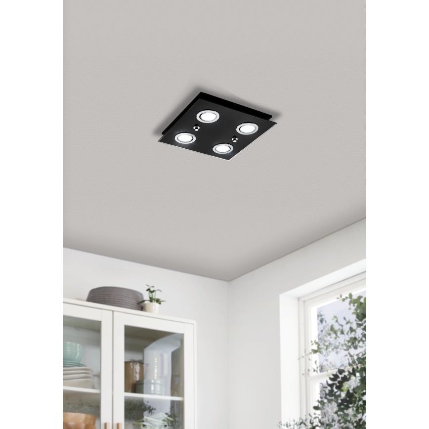 Eglo 33804 - LED plafondlamp GRATTINO 4xGU10/2,8W/230V 3000K zwart