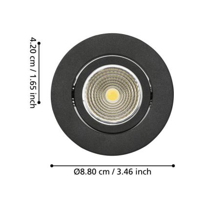 Eglo - Spot encastrable à intensité variable LED/6W/230V noir