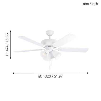 Eglo - Ventilateur de plafond 3xE27/40W/230V blanc