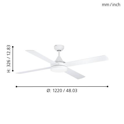 Eglo - LED-plafondventilator LED/20W/230V 3000/4000/5000K + afstandsbediening wit