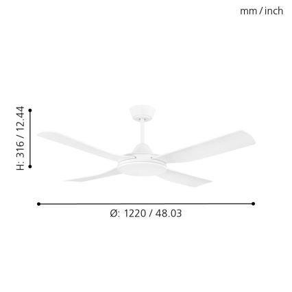 Eglo - Plafond Ventilator 52W/230V + afstandsbediening wit