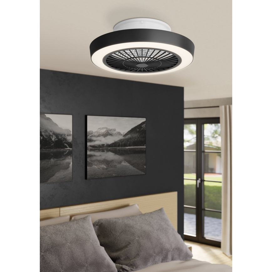 Eglo - Ventilateur de plafond LED à intensité variable LED/37,8W/230V noir + télécommande
