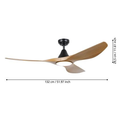 Eglo - Ventilateur de plafond LED/19W/230V 3000/4000/5000K Ø 132 cm marron + télécommande