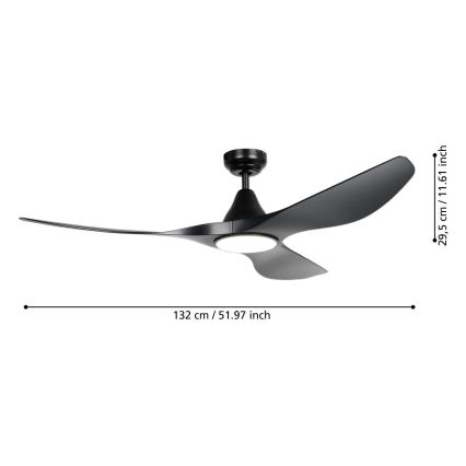 Eglo - LED-plafondventilator LED/20W/230V 3000/4000/5000K Ø 132 cm zwart + afstandsbediening