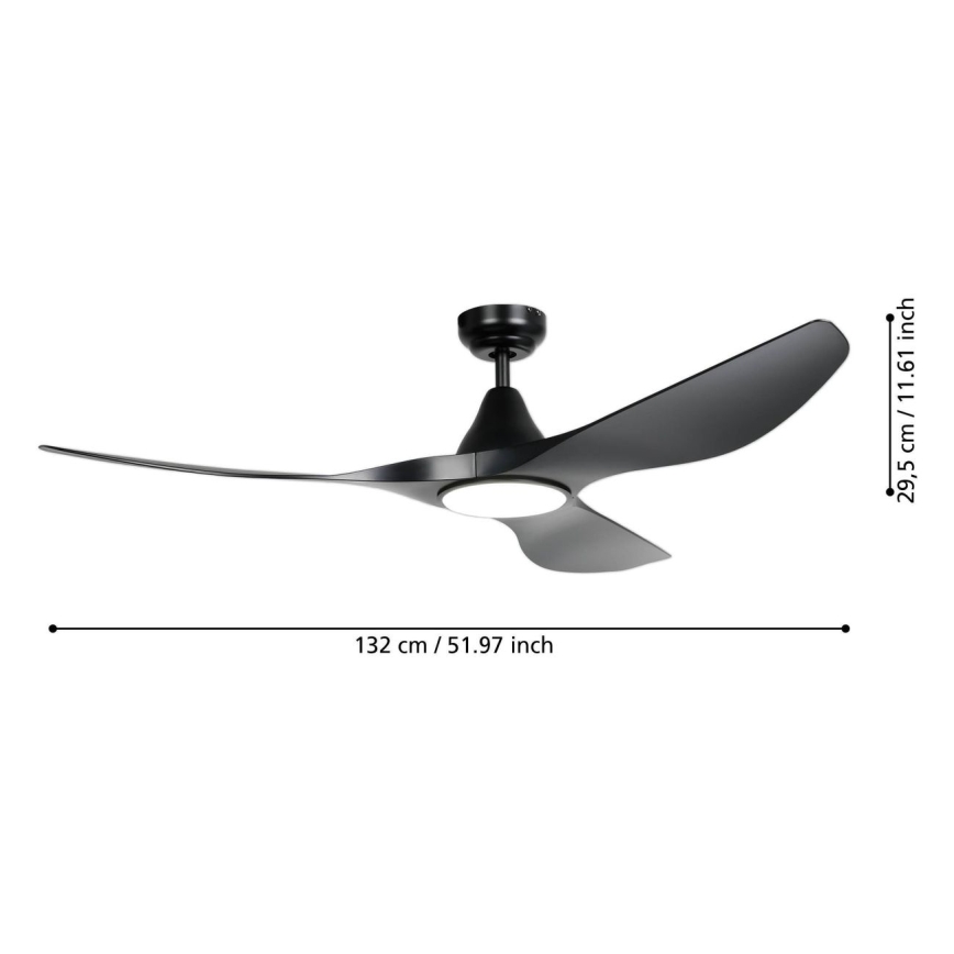 Eglo - LED-plafondventilator LED/20W/230V 3000/4000/5000K Ø 132 cm zwart + afstandsbediening
