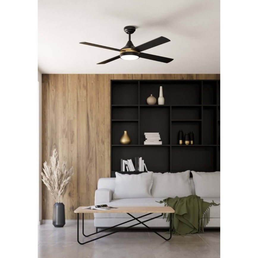 Eglo - Ventilateur de plafond LED 19 W/230 V, 3000/4000/5000 K, Ø 122 cm, noir, télécommande incluse