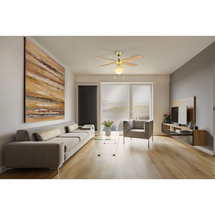 Eglo - Plafondventilator 1xE27/60W/230V goudkleurig