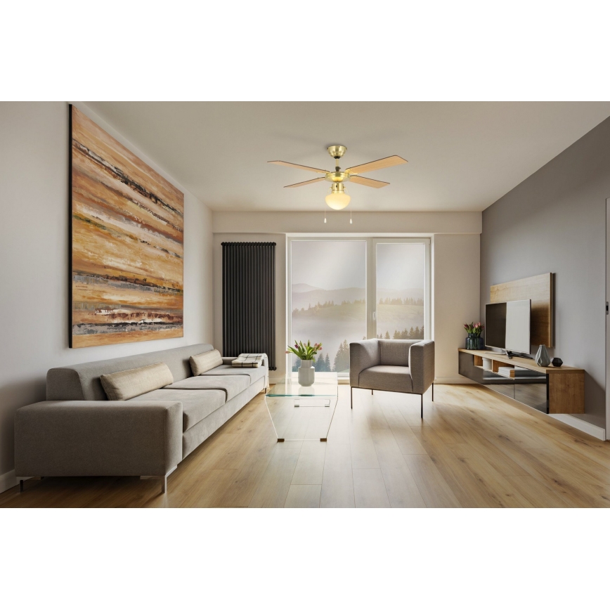 Eglo - Plafondventilator 1xE27/60W/230V goudkleurig