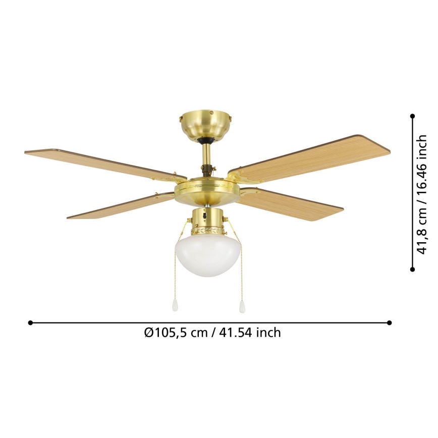 Eglo - Plafondventilator 1xE27/60W/230V goudkleurig