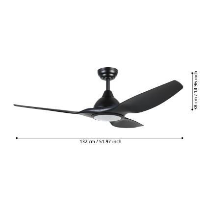 Eglo - Ventilateur de plafond LED à intensité variable LED/16W/230V noir + télécommande