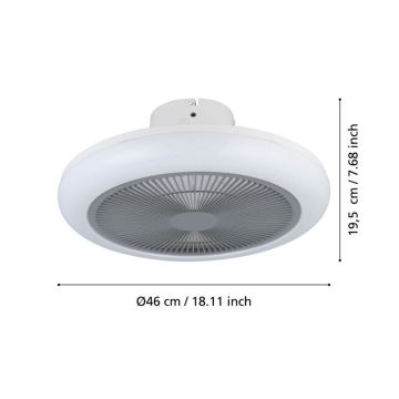 Eglo - LED Dimbaar ceiling fan LED/25,5W/230V grijs + afstandsbediening